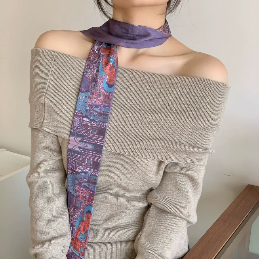 Long Scarf for Hair and Bag view 4