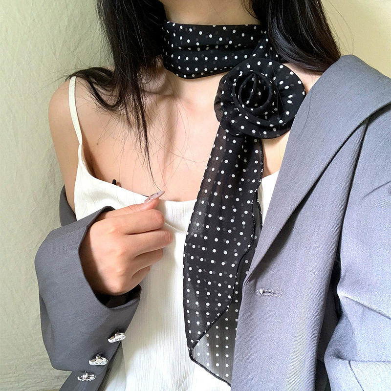 Polyester Polka Dot Long Scarf