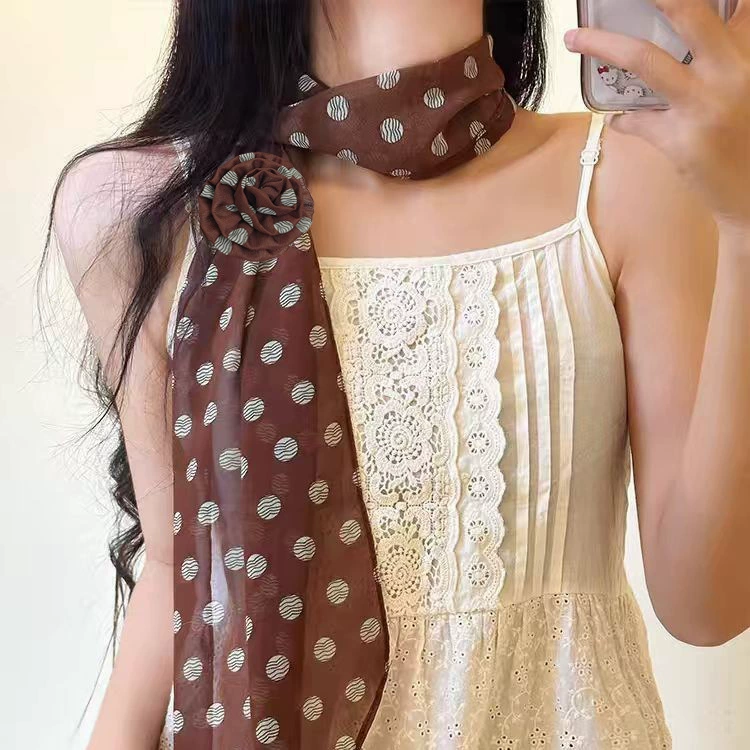Polyester Rose Print Long Scarf