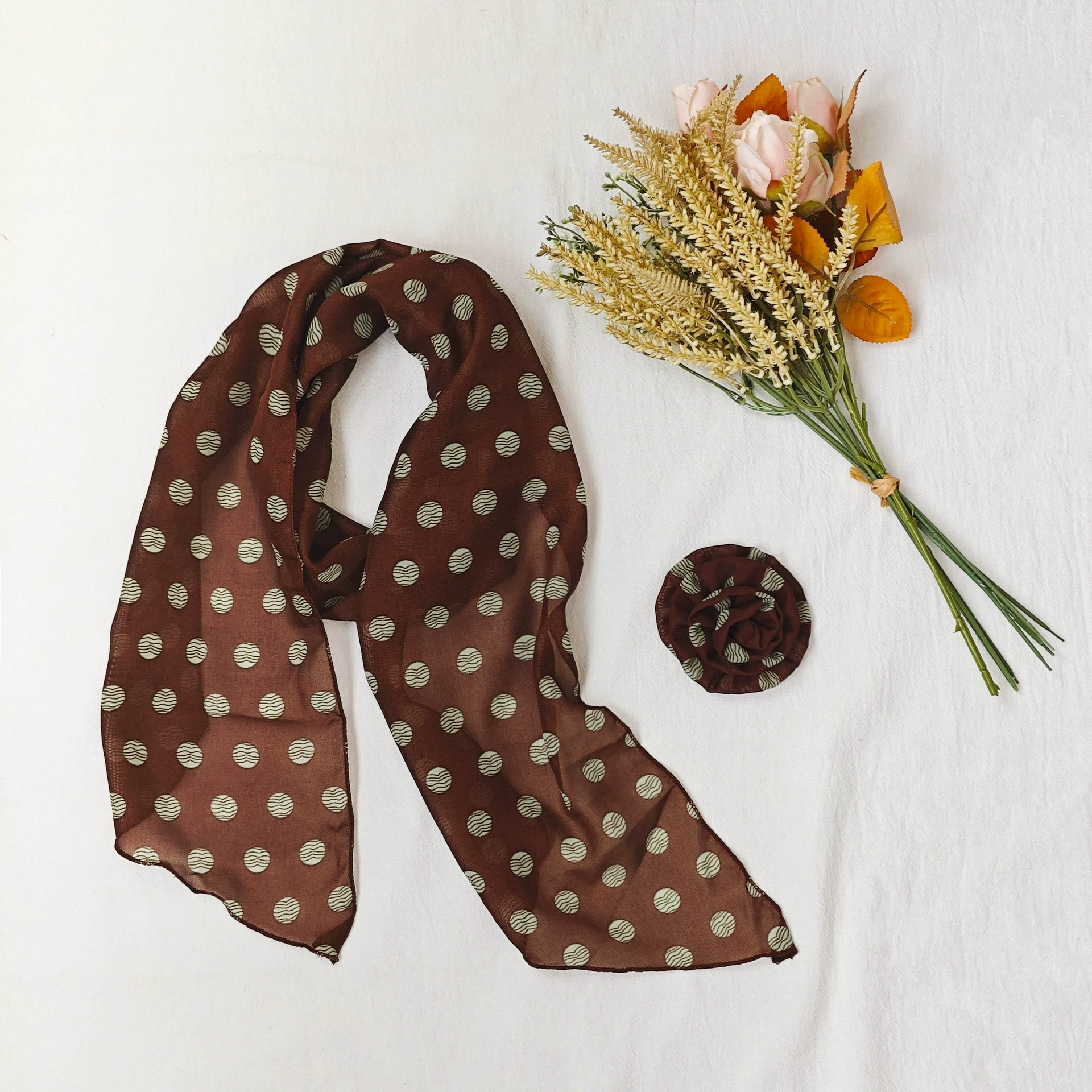 Polyester Rose Print Long Scarf view 4