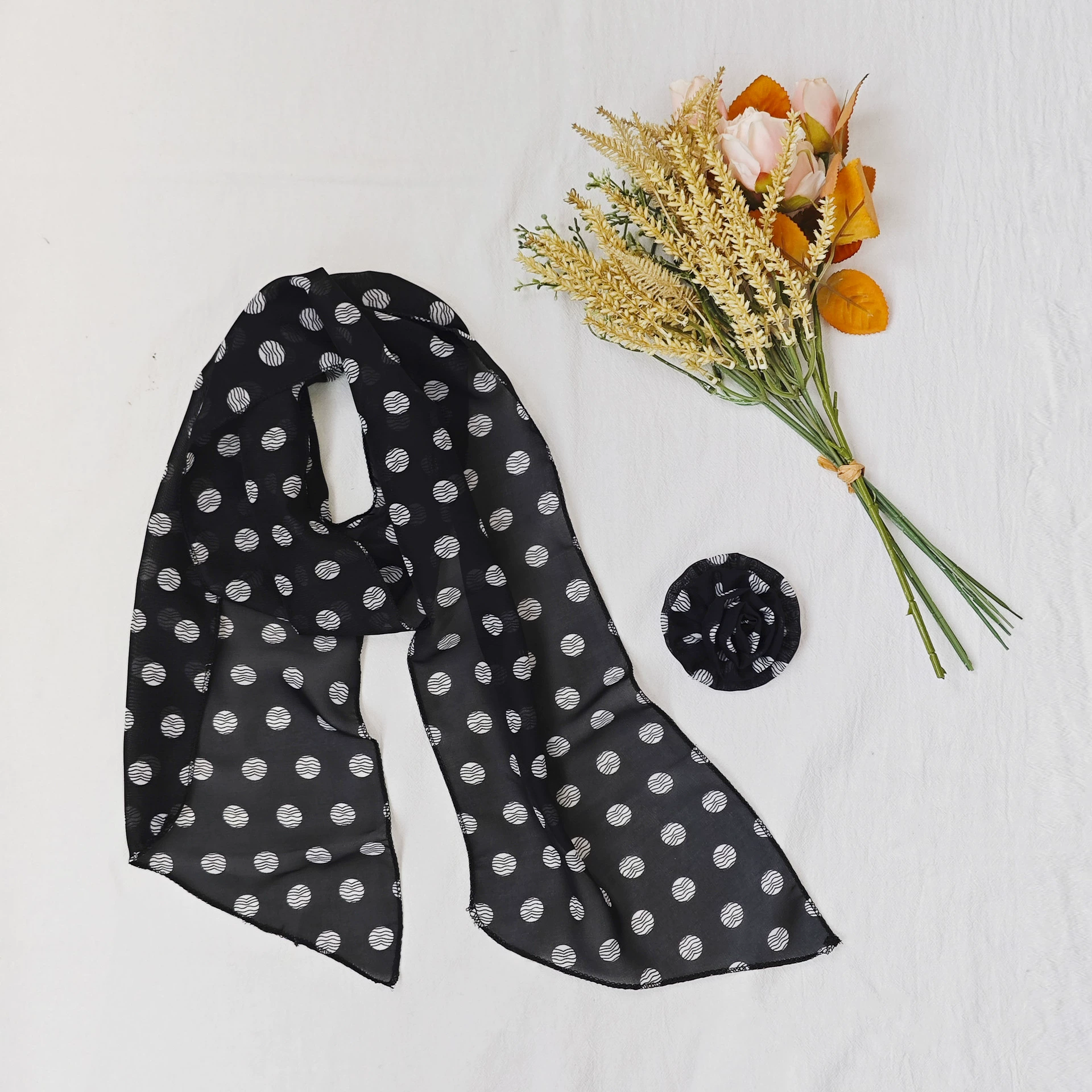 Polyester Rose Print Long Scarf view 6