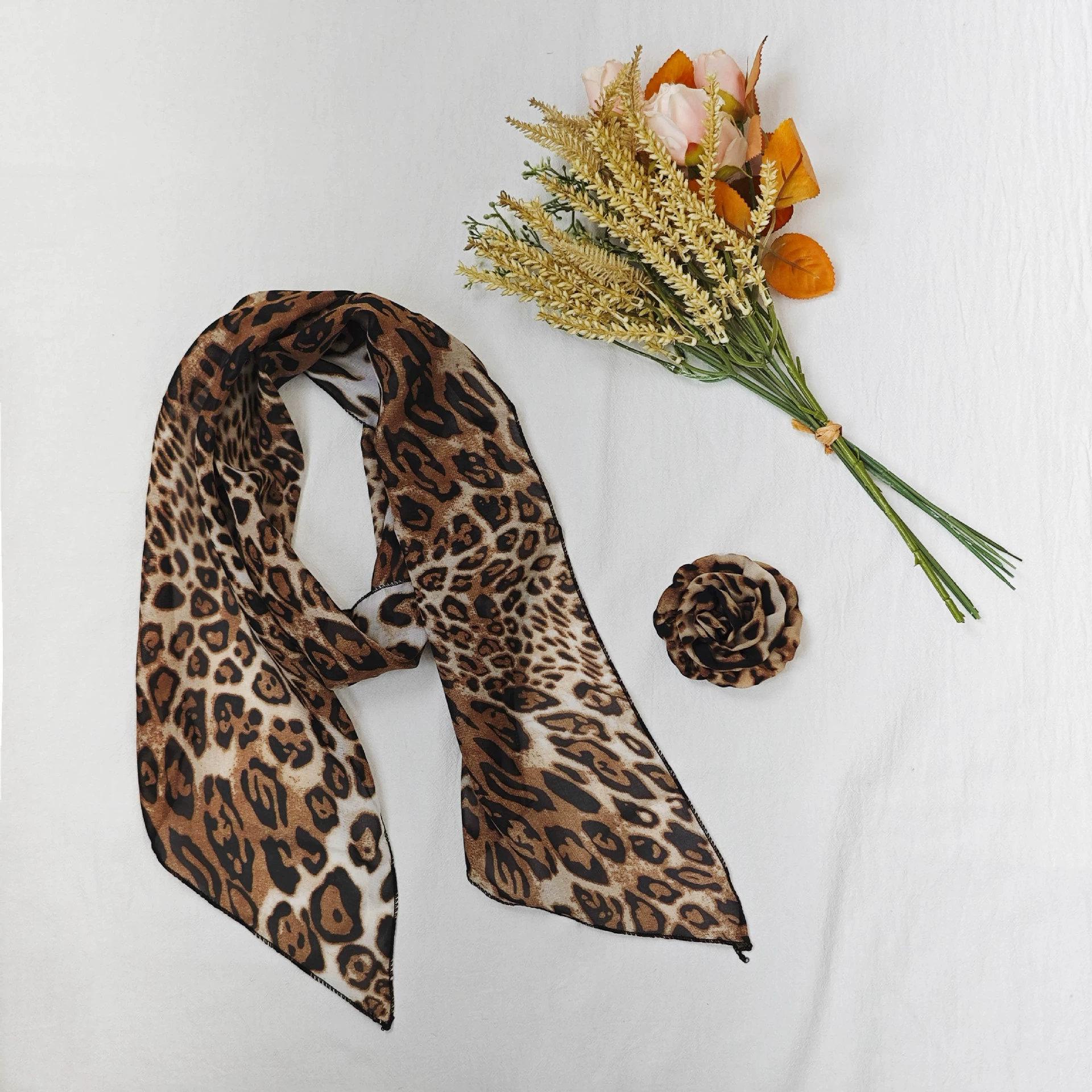 Polyester Rose Print Long Scarf view 7