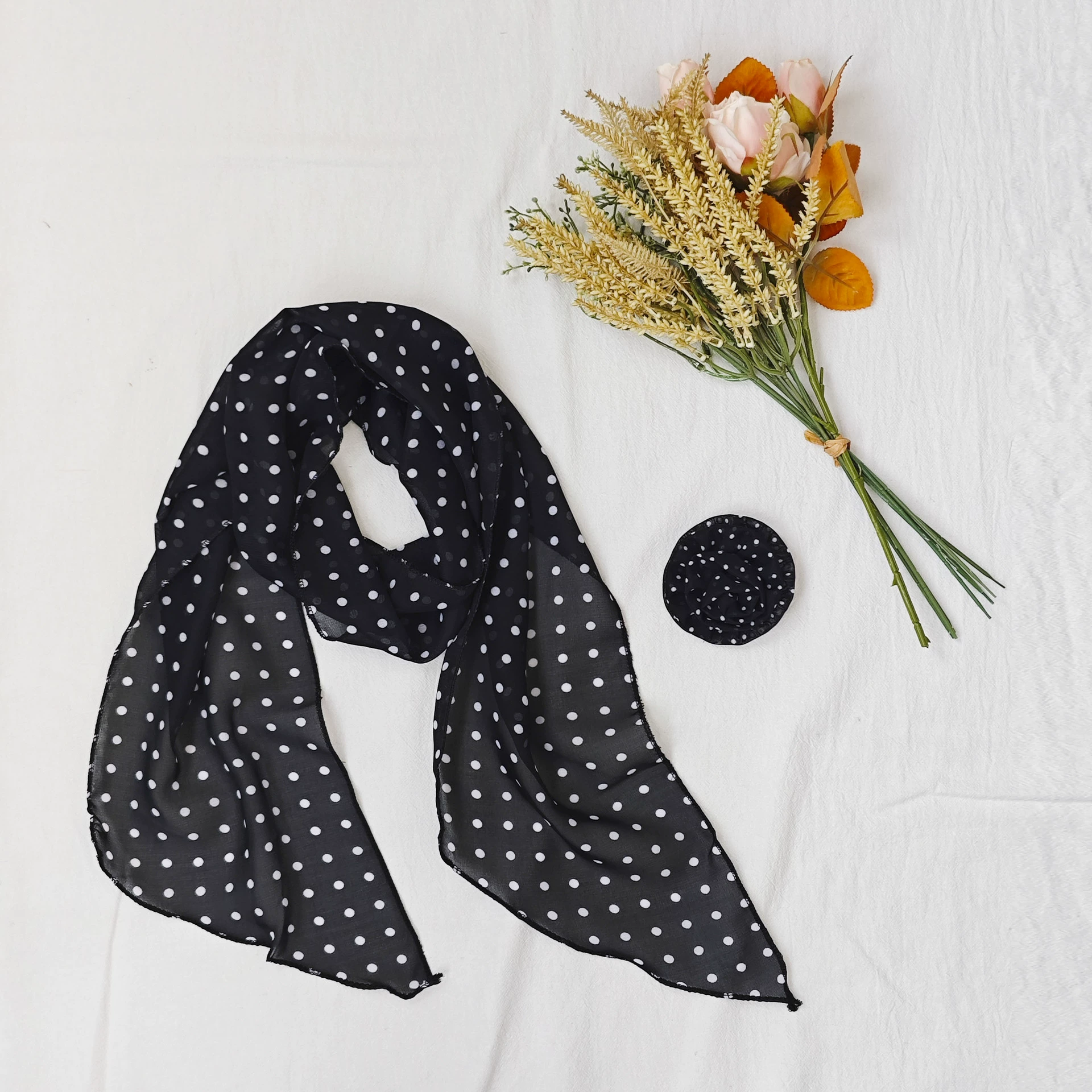 Polyester Rose Print Long Scarf view 8