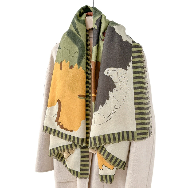 Polyester Floral Print Fringed Shawl view 5