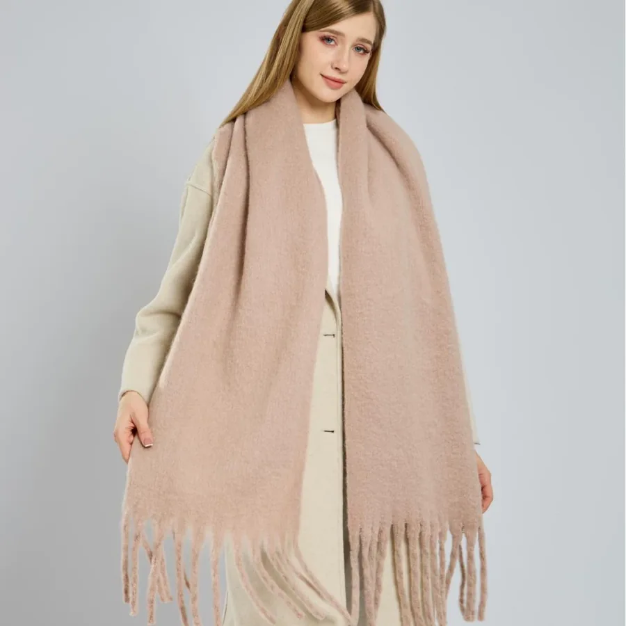 Polyester Mohair Solid Scarf