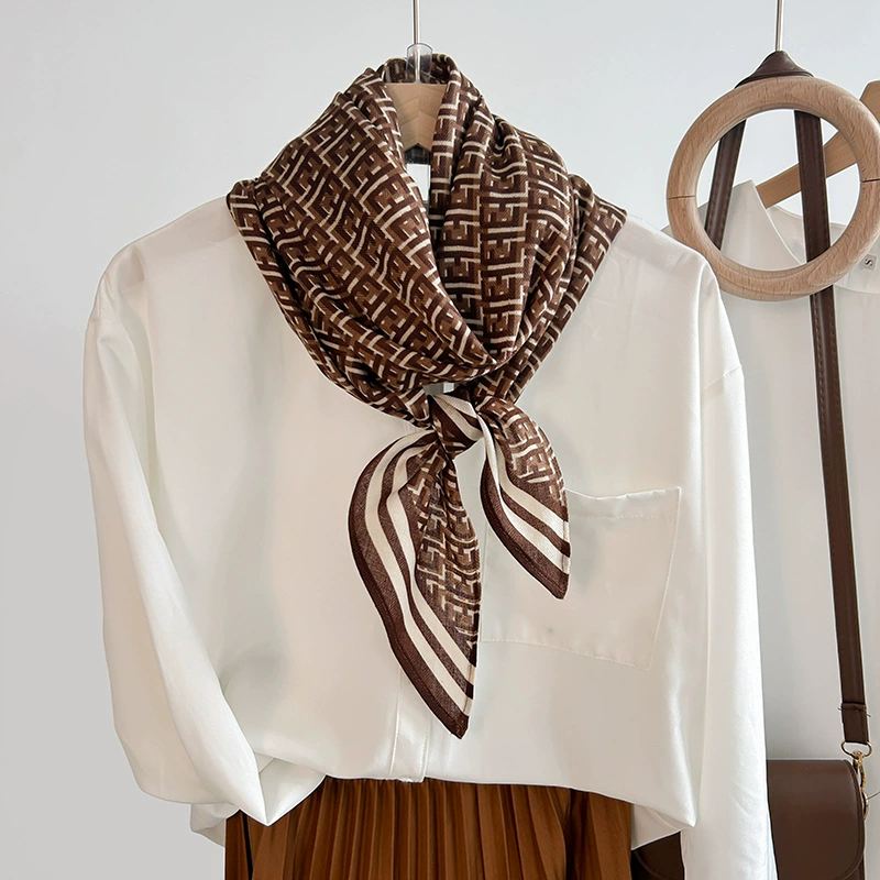 Silk-Like Print Scarf view 4