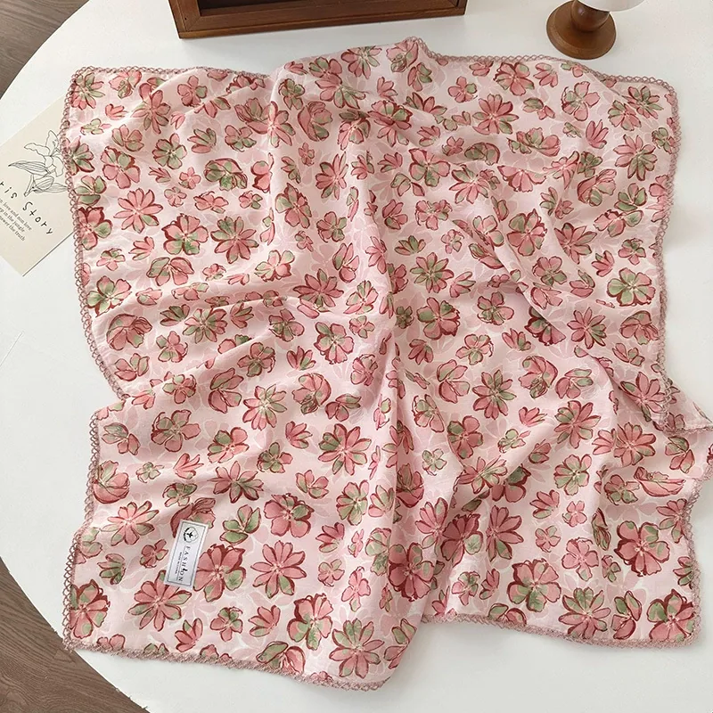 Cotton Linen Floral Square Scarf view 3