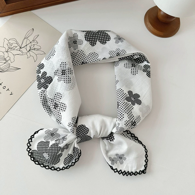 Cotton Linen Floral Square Scarf view 6