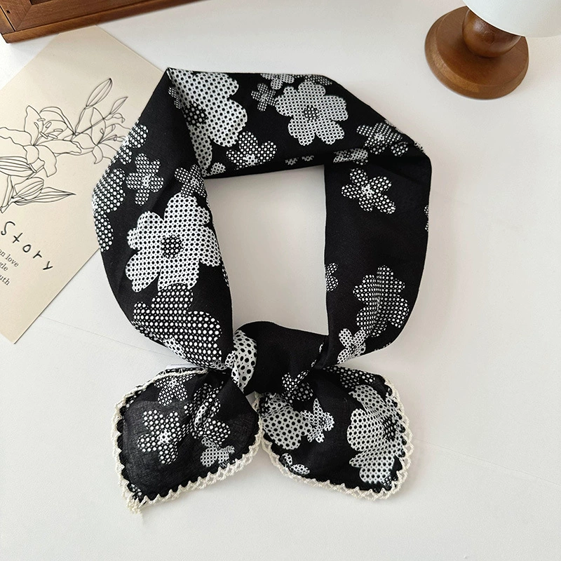 Cotton Linen Floral Square Scarf view 7