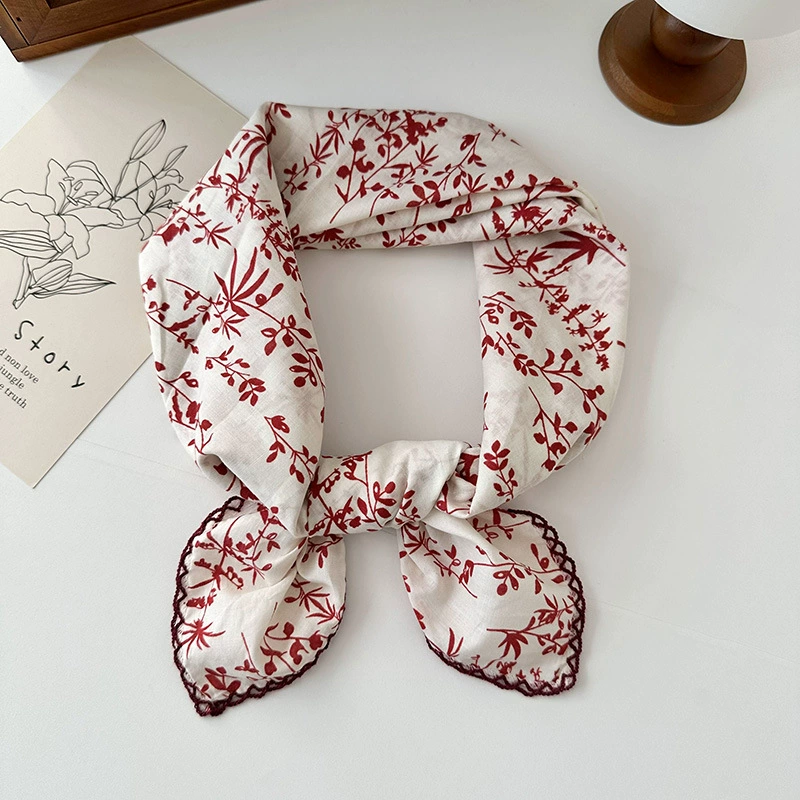 Cotton Linen Floral Square Scarf view 12