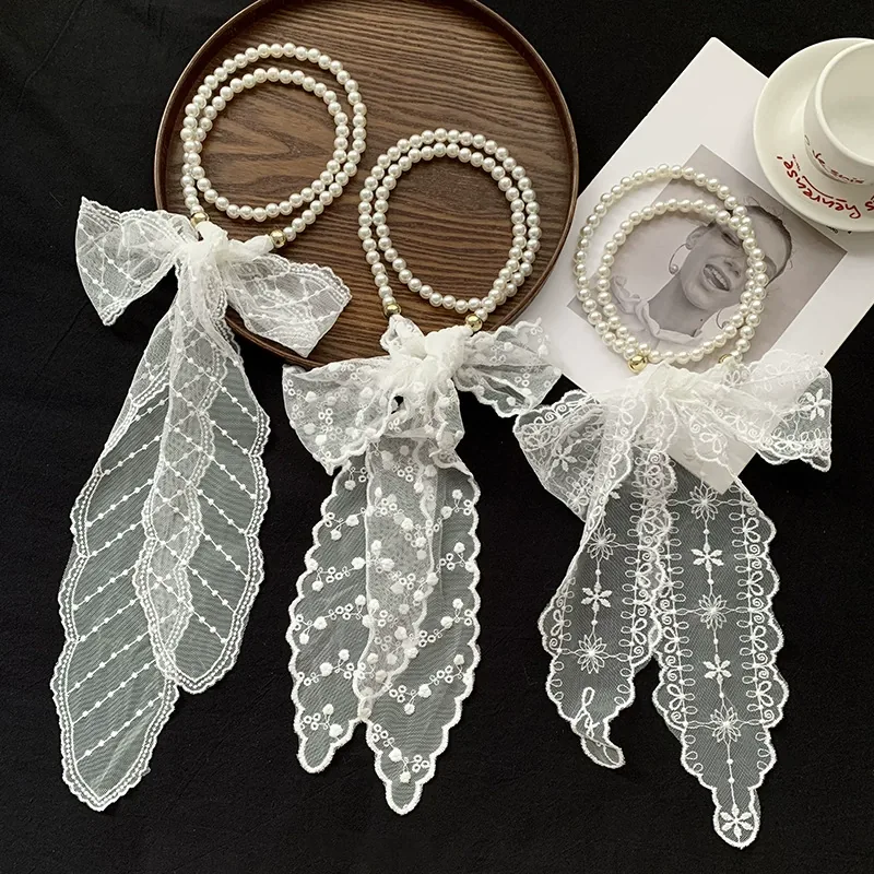Pearl Lace Long Scarf