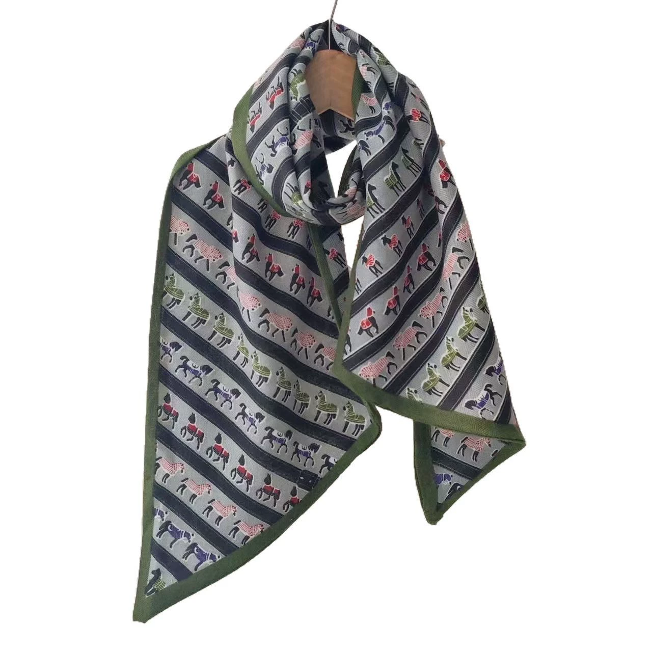 Silk-Like Horse Print Scarf view 5