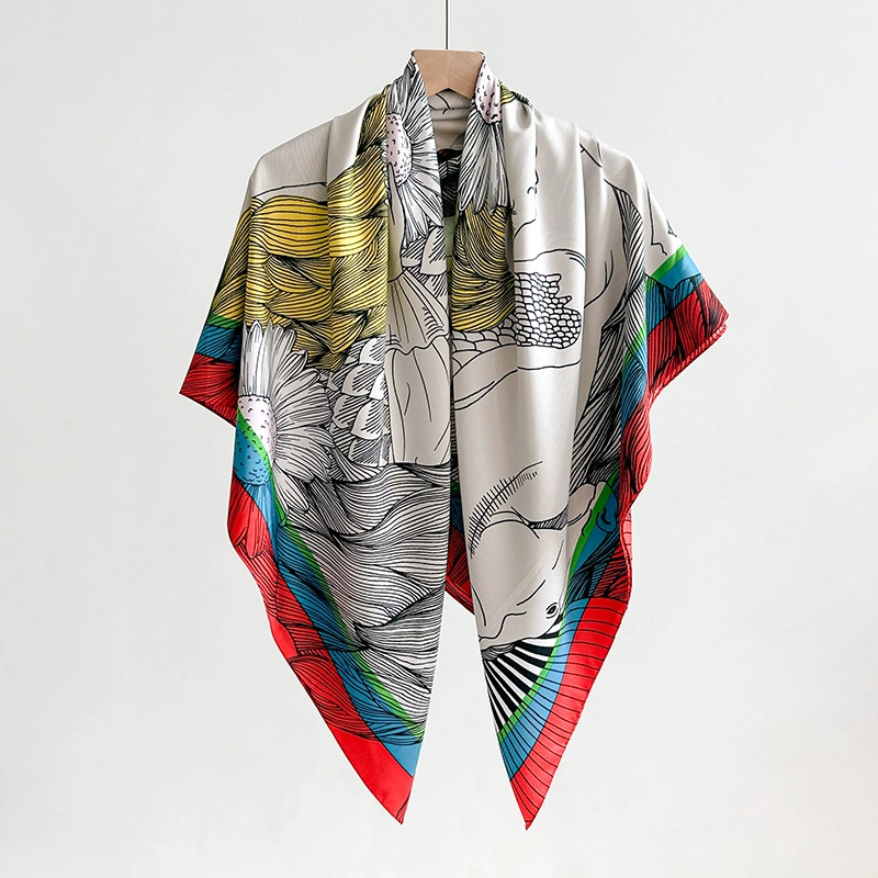 Pañuelo cuadrado de poliéster con estampado floral view 3