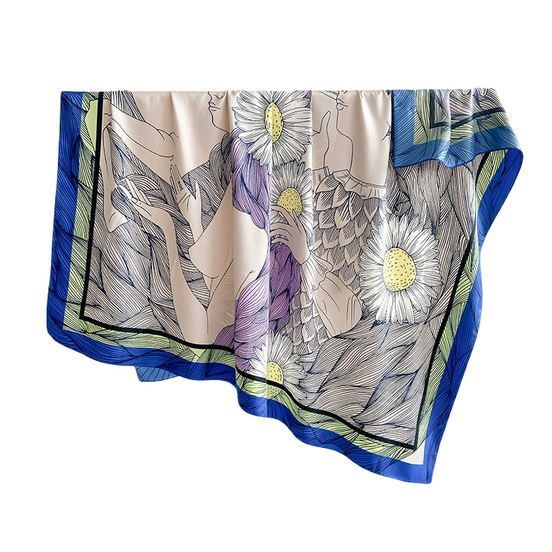 Pañuelo cuadrado de poliéster con estampado floral view 5
