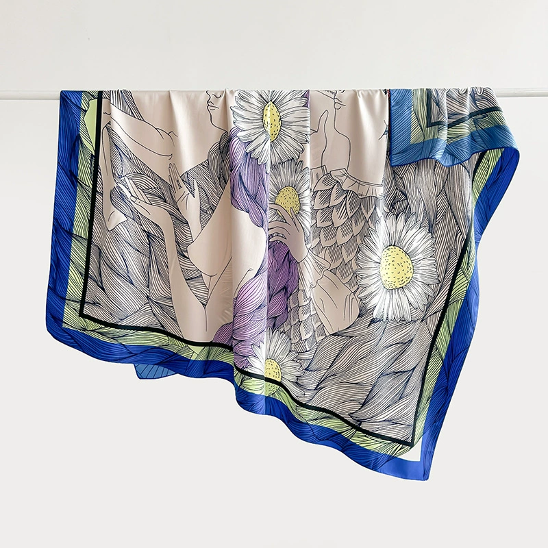Pañuelo cuadrado de poliéster con estampado floral view 6
