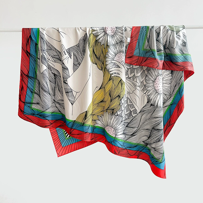 Pañuelo cuadrado de poliéster con estampado floral view 7