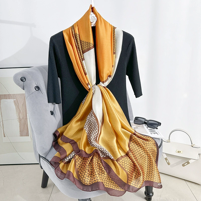 Geometric Print Satin Long Scarf view 2