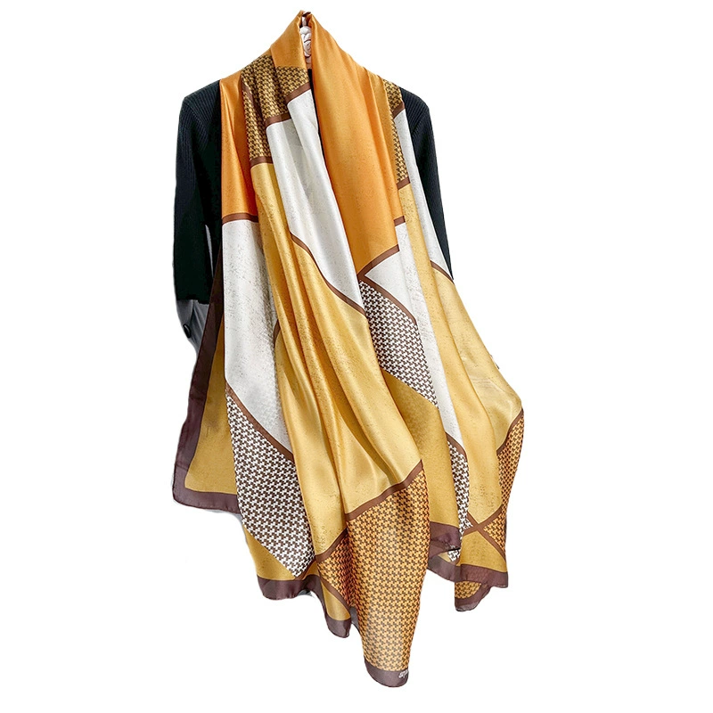 Geometric Print Satin Long Scarf view 5