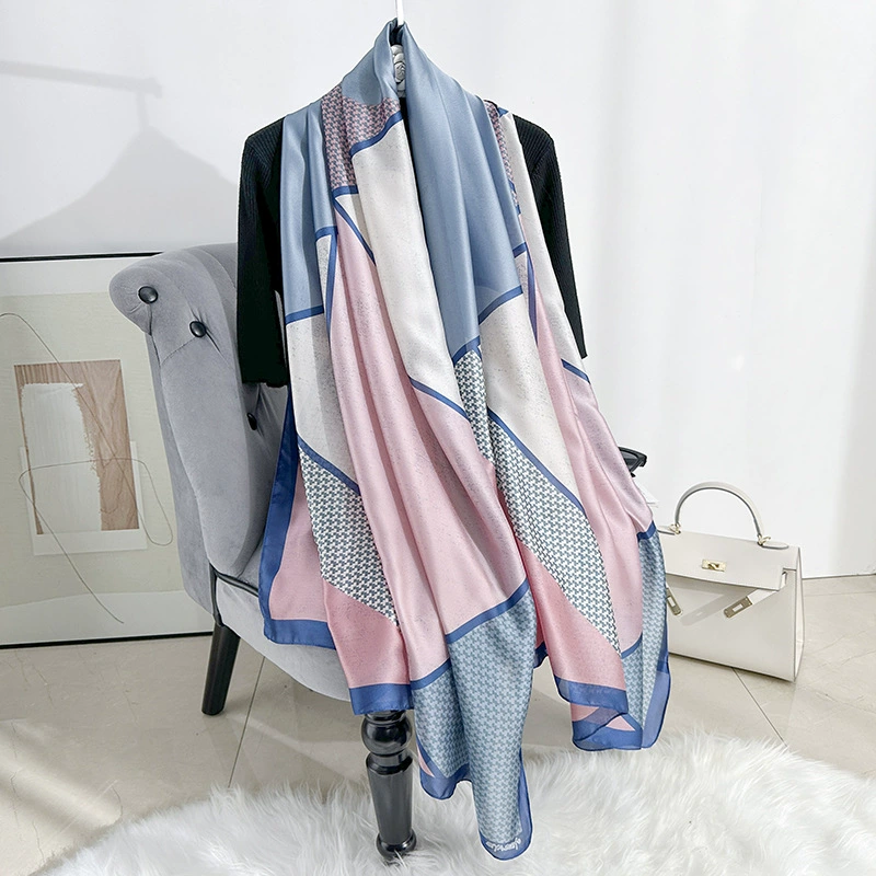 Geometric Print Satin Long Scarf view 7
