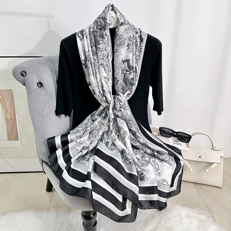 Floral Print Satin Long Scarf view 2