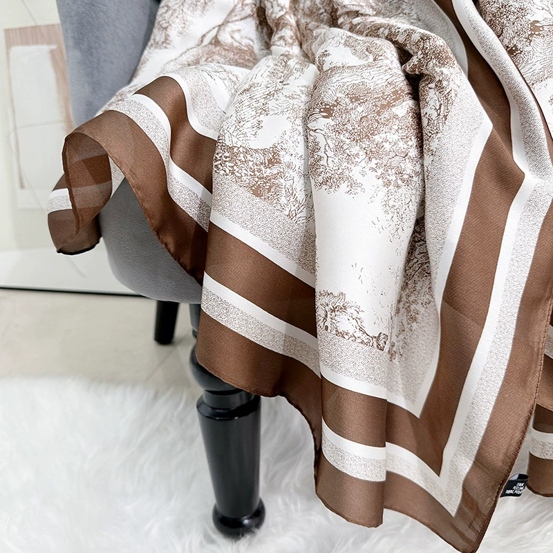 Floral Print Satin Long Scarf view 3