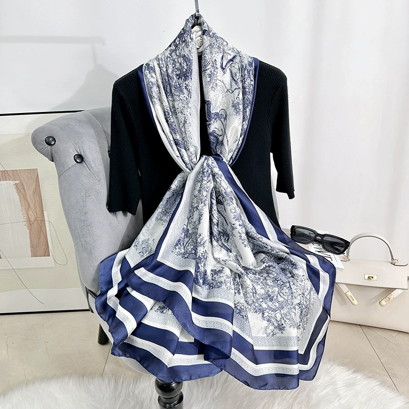 Floral Print Satin Long Scarf view 4