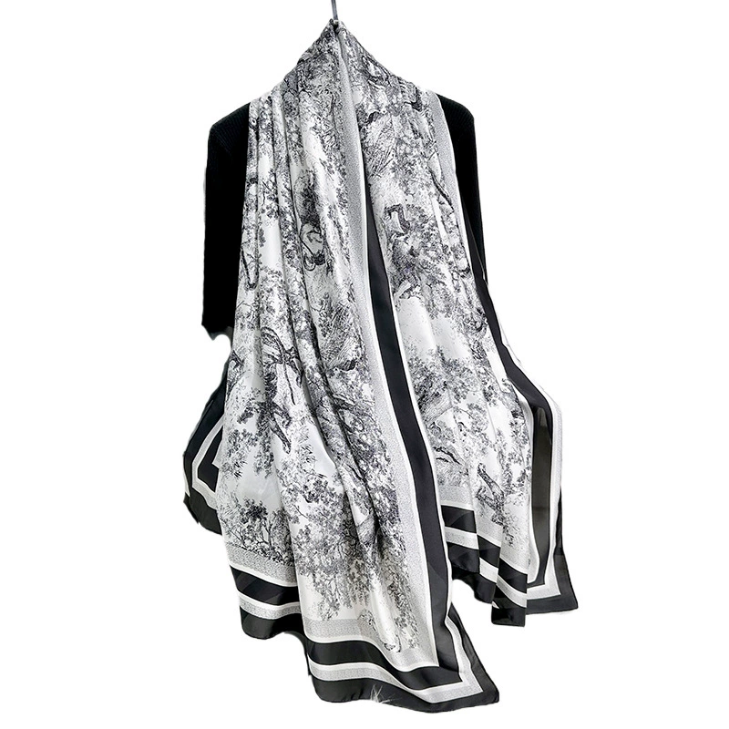Floral Print Satin Long Scarf view 5