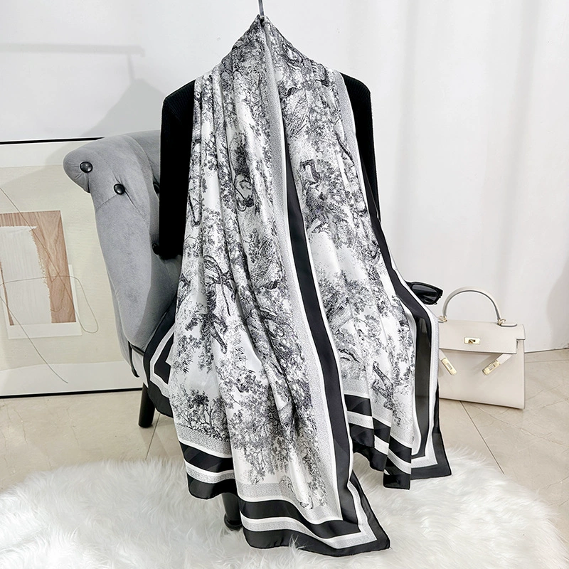 Floral Print Satin Long Scarf view 6