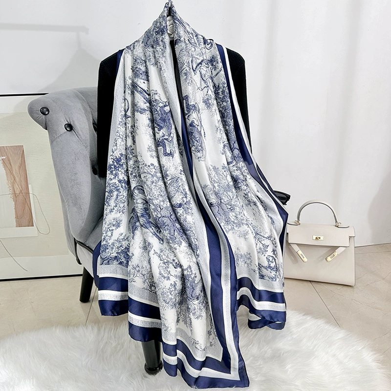 Floral Print Satin Long Scarf view 8