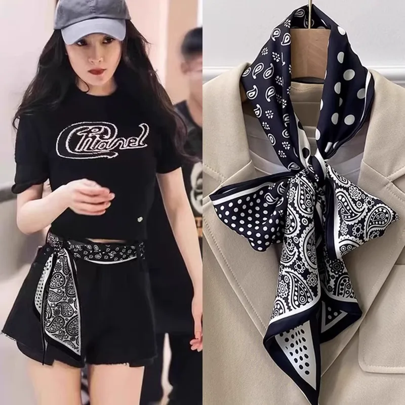 Paisley Polka Dot Chiffon Twilly Scarf