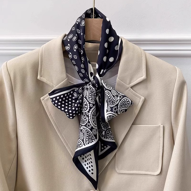 Paisley Polka Dot Chiffon Twilly Scarf view 3