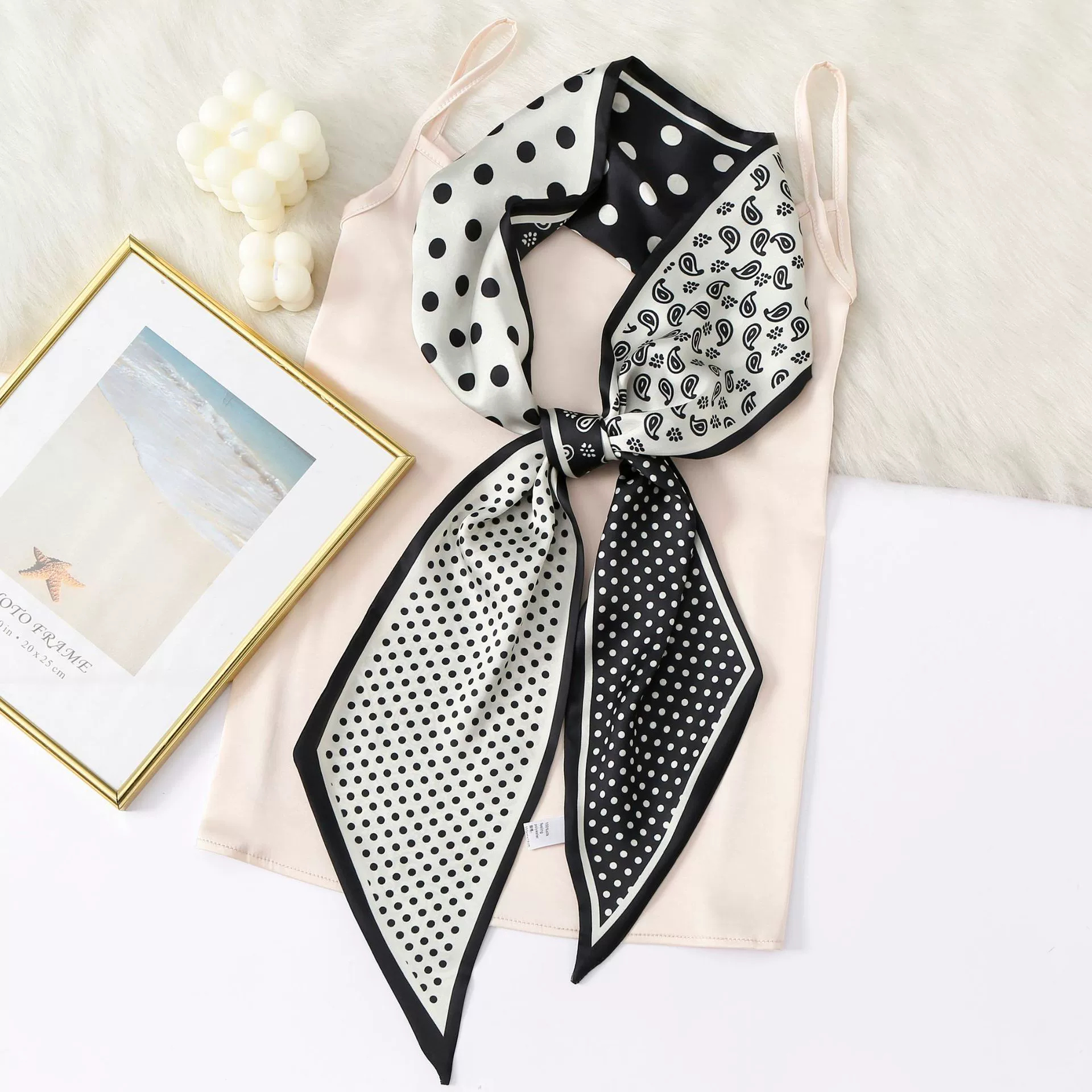 Paisley Polka Dot Chiffon Twilly Scarf view 6