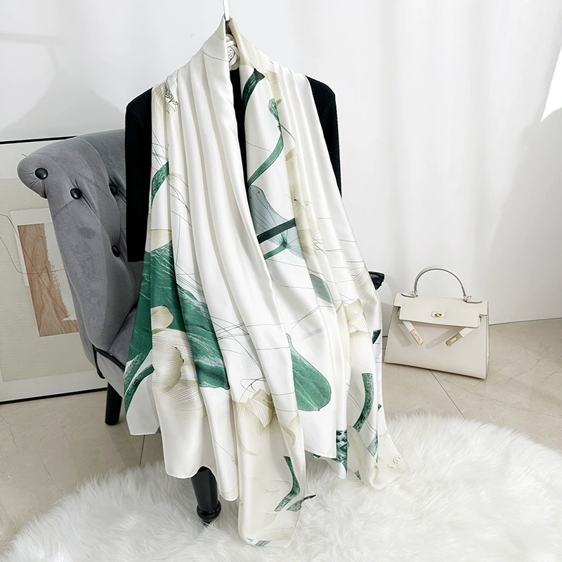Floral Print Satin Long Scarf
