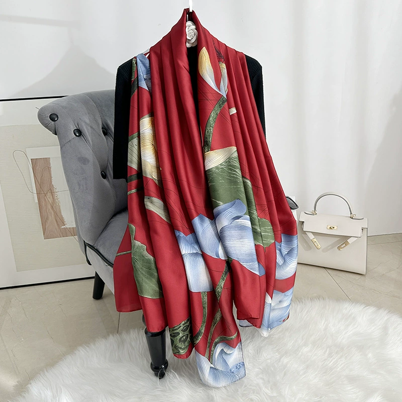 Floral Print Satin Long Scarf view 4