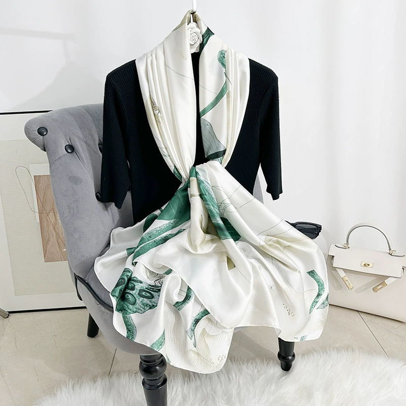 Floral Print Satin Long Scarf view 6