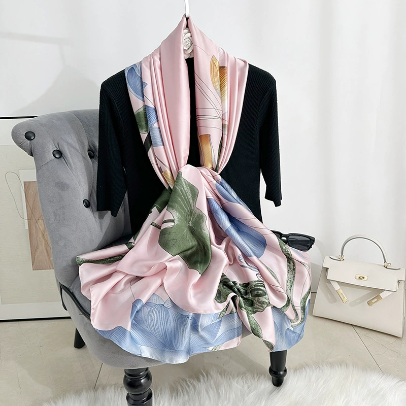 Floral Print Satin Long Scarf view 7