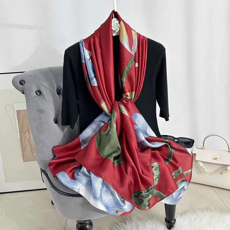 Floral Print Satin Long Scarf view 8