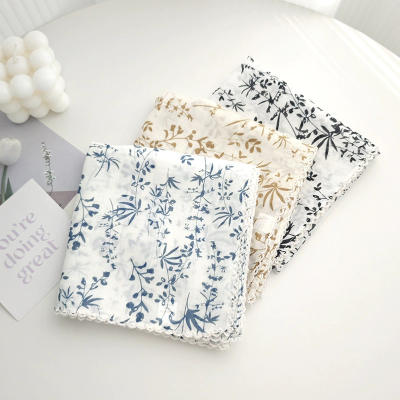 Floral Print Scalloped Edge Square Scarf view 2