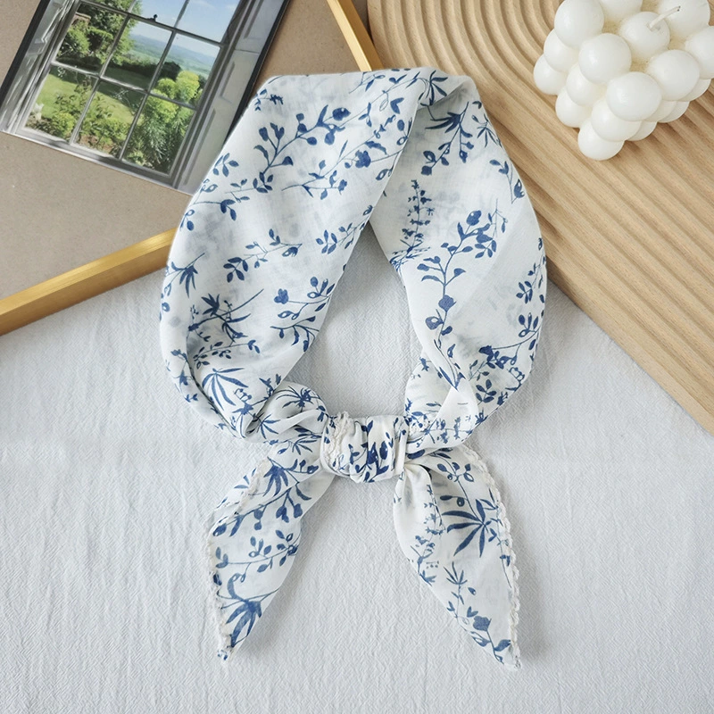 Floral Print Scalloped Edge Square Scarf view 3