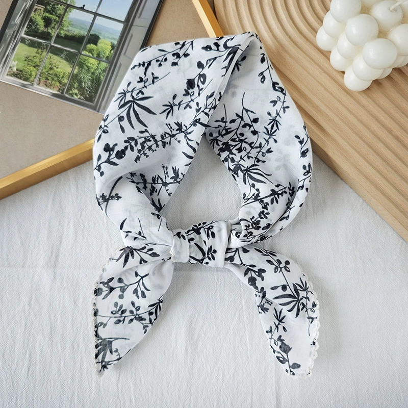 Floral Print Scalloped Edge Square Scarf view 6