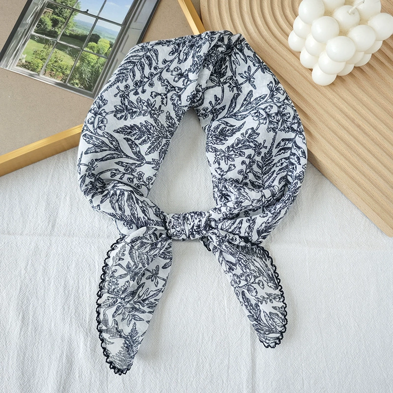 Floral Print Scalloped Edge Square Scarf view 6