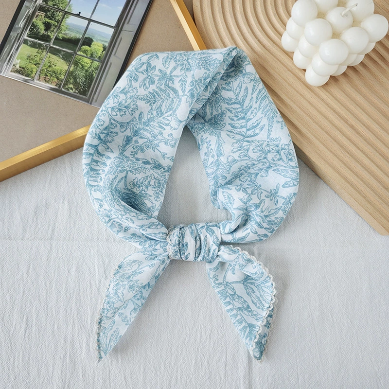 Floral Print Scalloped Edge Square Scarf view 8
