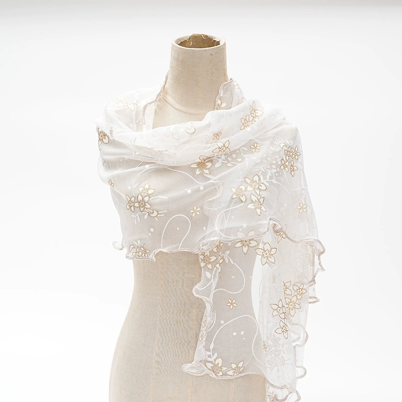 Printed Scarf with Lace Trim for Women view 2