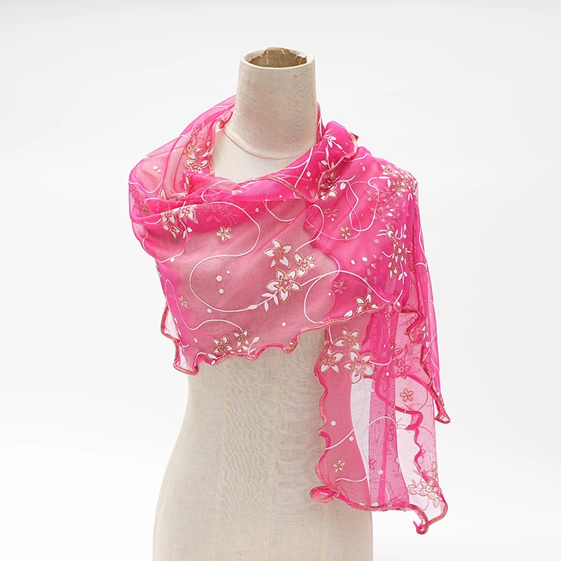 Printed Scarf with Lace Trim for Women view 3