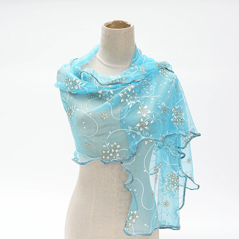 Printed Scarf with Lace Trim for Women view 4