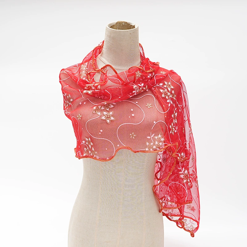 Printed Scarf with Lace Trim for Women view 6