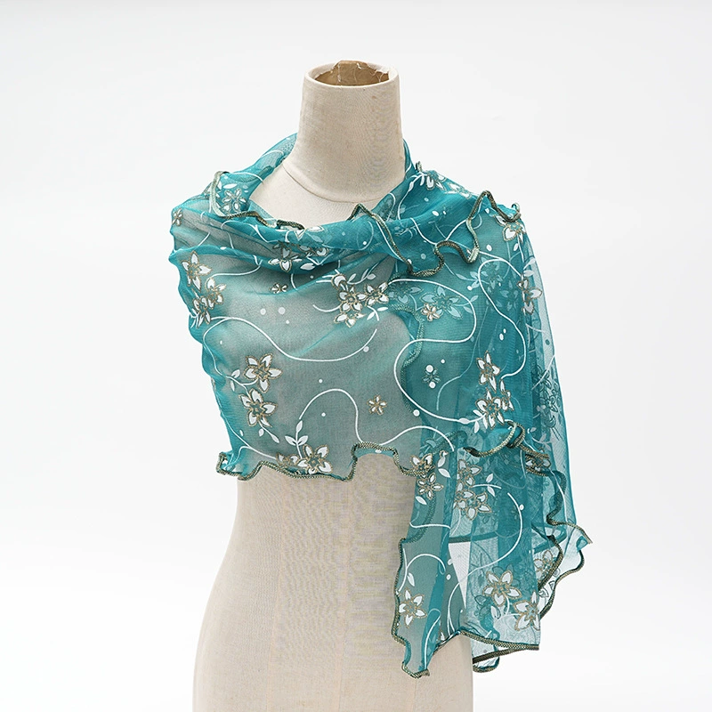 Printed Scarf with Lace Trim for Women view 9