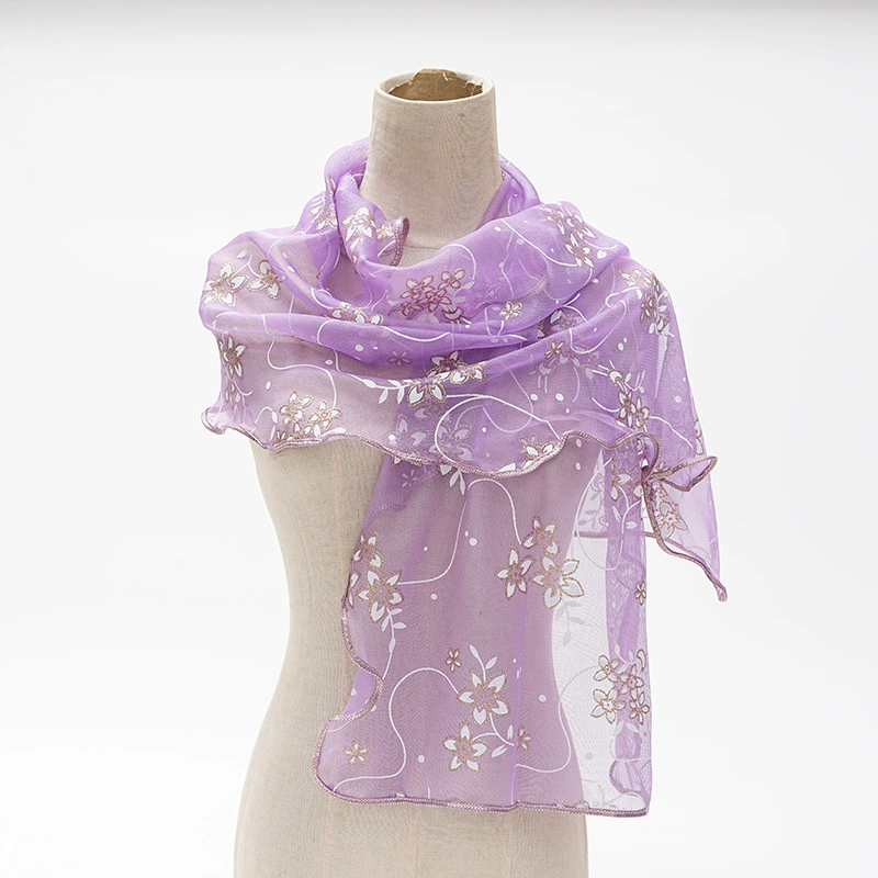 Printed Scarf with Lace Trim for Women view 10