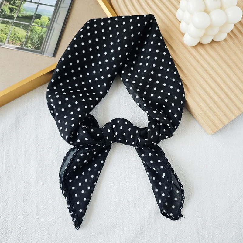 Polka Dot Scalloped Edge Square Scarf