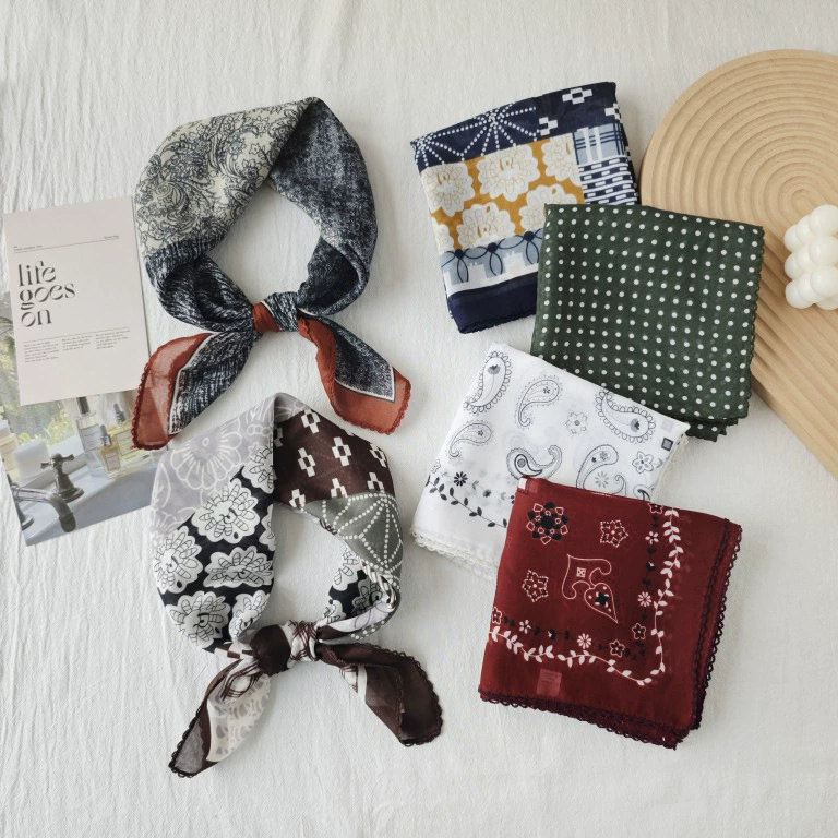 Cotton Linen Small Square Scarf